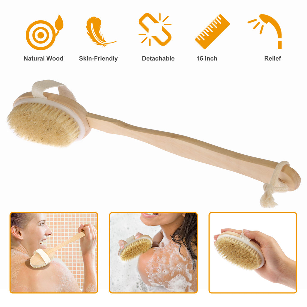 Bath Brush 15in Shower Body Back Scrubber