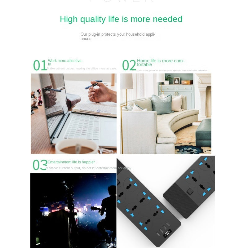 Power Strip Multifunctional High Power 3000W US Plug