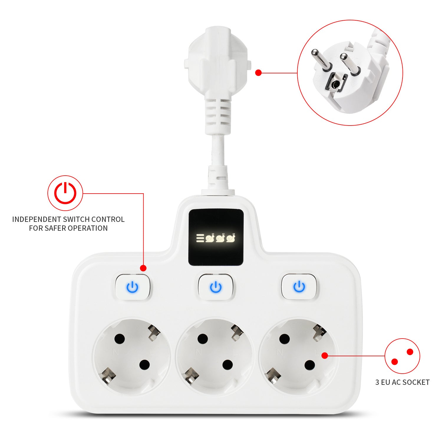 Conversion Socket 3-hole Power Strip